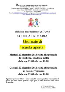 CARTELLO SCUOLE APERTE PRIMARIA